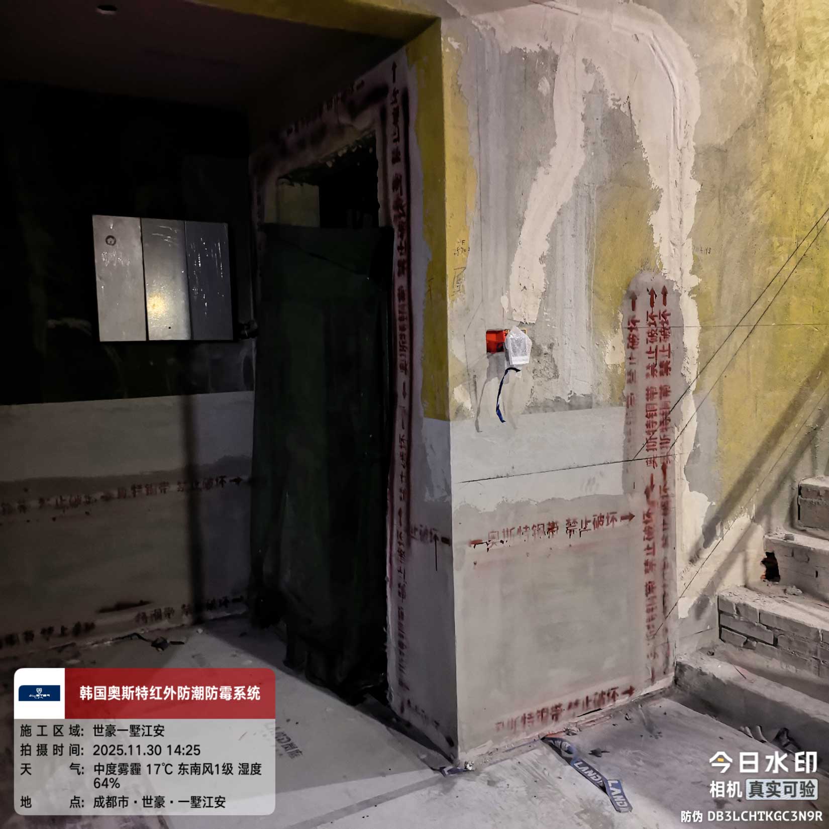 成都世豪一墅江安奥斯特红外防潮防霉施工